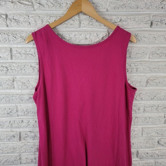 Lands End Womens Dress XL Mini Tank Sleeveless Pink Quarter Button Cotton PIN13E - Picture 7 of 10